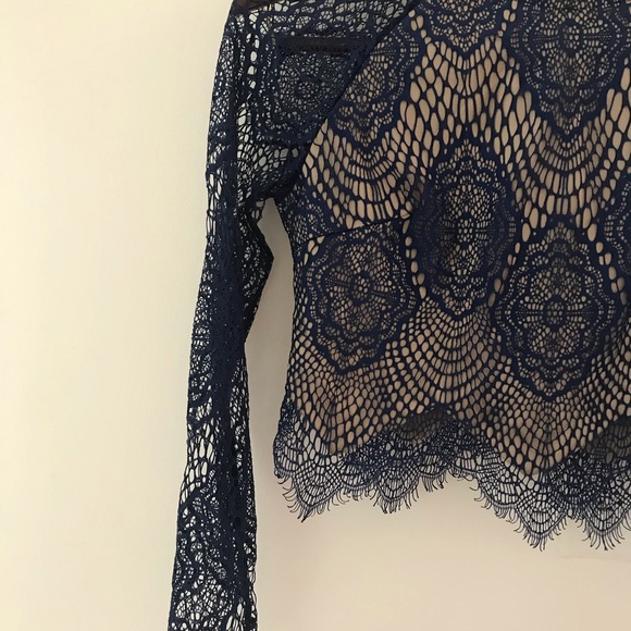 Sexy and cute blue Lace crop top. Like New - Picture 3 of 5